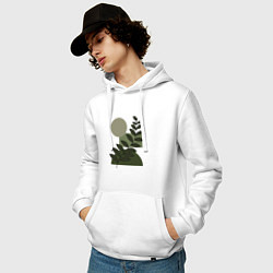 Толстовка-худи хлопковая мужская Листья и Геометрия, цвет: белый — фото 2