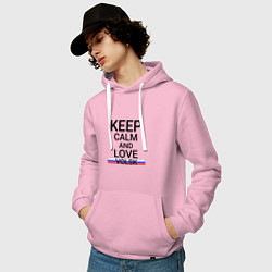 Толстовка-худи хлопковая мужская Keep calm Volsk Вольск, цвет: светло-розовый — фото 2