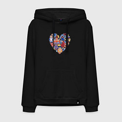 Толстовка-худи хлопковая мужская Сердце Россия, цвет: черный