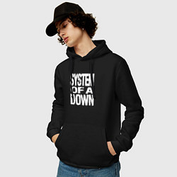 Толстовка-худи хлопковая мужская System of a Down логотип, цвет: черный — фото 2