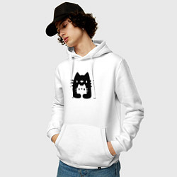 Толстовка-худи хлопковая мужская Cats Family, цвет: белый — фото 2