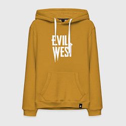 Толстовка-худи хлопковая мужская Evil west logo, цвет: горчичный