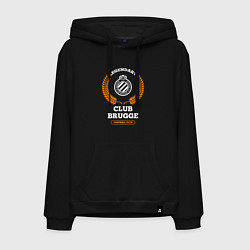 Толстовка-худи хлопковая мужская Лого Club Brugge и надпись Legendary Football Club, цвет: черный