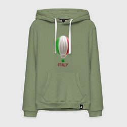 Толстовка-худи хлопковая мужская 3d aerostat Italy flag, цвет: авокадо