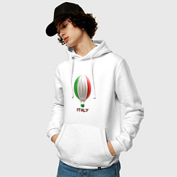 Толстовка-худи хлопковая мужская 3d aerostat Italy flag, цвет: белый — фото 2