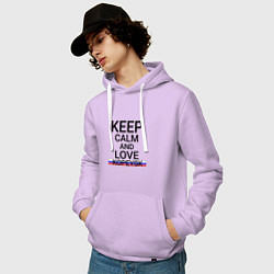 Толстовка-худи хлопковая мужская Keep calm Kopeysk Копейск, цвет: лаванда — фото 2