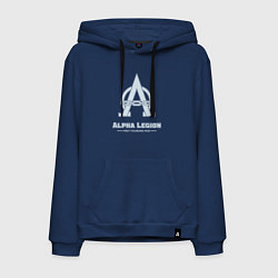 Толстовка-худи хлопковая мужская Альфа легион винтаж лого, цвет: тёмно-синий