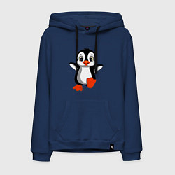 Толстовка-худи хлопковая мужская Маленький крошка пингвин, цвет: тёмно-синий