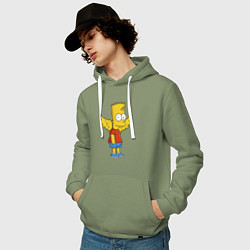 Толстовка-худи хлопковая мужская Барт Симпсон - единорог, цвет: авокадо — фото 2