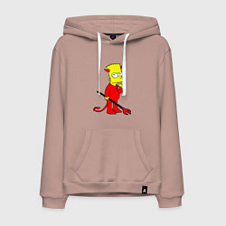 Толстовка-худи хлопковая мужская Bart Simpson - devil, цвет: пыльно-розовый