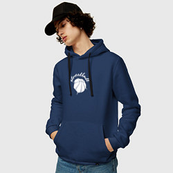 Толстовка-худи хлопковая мужская Streetball lettering, цвет: тёмно-синий — фото 2