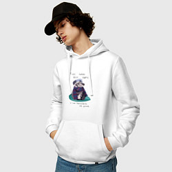 Толстовка-худи хлопковая мужская Котик в шарфе и кепке, цвет: белый — фото 2