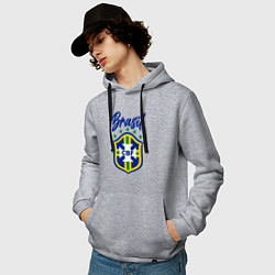 Толстовка-худи хлопковая мужская Brasil Football, цвет: меланж — фото 2