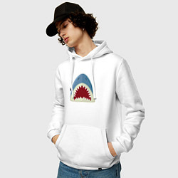 Толстовка-худи хлопковая мужская Красивая акула, цвет: белый — фото 2