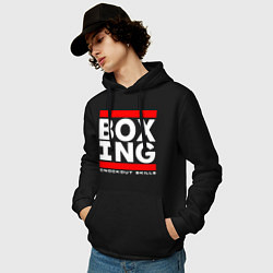 Толстовка-худи хлопковая мужская Boxing cnockout skills light, цвет: черный — фото 2
