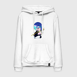 Толстовка-худи хлопковая мужская Люси в профиль - Киберпанк, цвет: белый