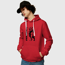 Толстовка-худи хлопковая мужская Peugeot лев, цвет: красный — фото 2