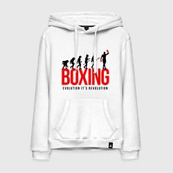 Толстовка-худи хлопковая мужская Boxing evolution, цвет: белый