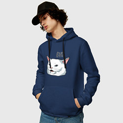 Толстовка-худи хлопковая мужская Eh?!, цвет: тёмно-синий — фото 2