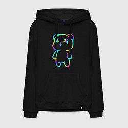 Толстовка-худи хлопковая мужская Cool neon bear, цвет: черный