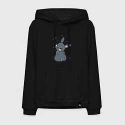 Толстовка-худи хлопковая мужская Черный кролик Пикачу, цвет: черный
