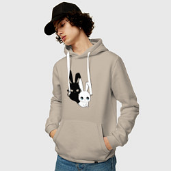 Толстовка-худи хлопковая мужская Милый кролик - ангелочек или дьяволёнок?, цвет: миндальный — фото 2