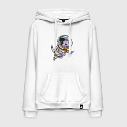 Толстовка-худи хлопковая мужская Кот сфинкс космонавт, цвет: белый