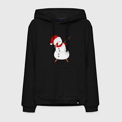 Толстовка-худи хлопковая мужская Снеговик дэб, цвет: черный