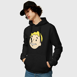 Толстовка-худи хлопковая мужская Vault boy head, цвет: черный — фото 2