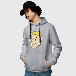 Толстовка-худи хлопковая мужская Vault boy head, цвет: меланж — фото 2