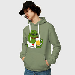 Толстовка-худи хлопковая мужская Drink Pepe, цвет: авокадо — фото 2