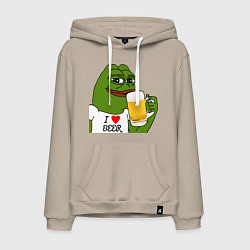 Толстовка-худи хлопковая мужская Drink Pepe, цвет: миндальный