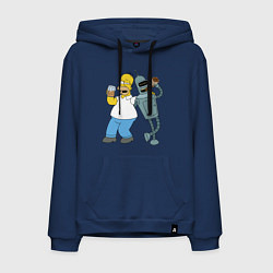 Толстовка-худи хлопковая мужская Drunk Homer and Bender, цвет: тёмно-синий