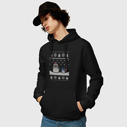 Толстовка-худи хлопковая мужская Новогодние тоторики - ugly sweater, цвет: черный — фото 2