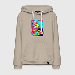 Толстовка-худи хлопковая мужская Поп арт девушка с телефоном, цвет: миндальный