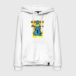 Толстовка-худи хлопковая мужская Робот зомби, цвет: белый