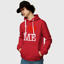 Толстовка-худи хлопковая мужская I love me, цвет: красный — фото 2