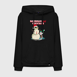 Толстовка-худи хлопковая мужская Sandman and cocktails, цвет: черный