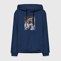 Толстовка-худи хлопковая мужская Viva la Argentina - Lionel Messi - world champion, цвет: тёмно-синий