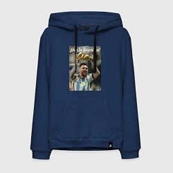Толстовка-худи хлопковая мужская Lionel Messi - world champion - Argentina, цвет: тёмно-синий