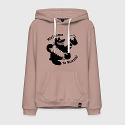 Толстовка-худи хлопковая мужская Bear in russia, цвет: пыльно-розовый