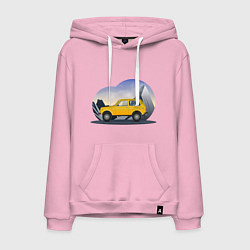 Толстовка-худи хлопковая мужская Lada Niva 4x4, цвет: светло-розовый
