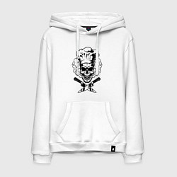 Толстовка-худи хлопковая мужская The cooks skull, цвет: белый