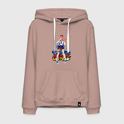 Толстовка-худи хлопковая мужская Kyoko - River city girls, цвет: пыльно-розовый