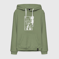 Толстовка-худи хлопковая мужская Аянами рей из аниме евангелион, цвет: авокадо