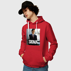 Толстовка-худи хлопковая мужская Sigma - Bateman, цвет: красный — фото 2