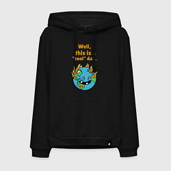 Толстовка-худи хлопковая мужская Well this is a cool day, цвет: черный