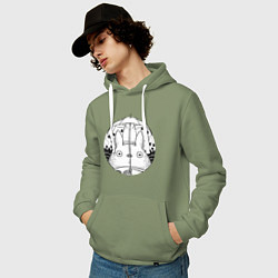 Толстовка-худи хлопковая мужская Тоторо под зонтом, цвет: авокадо — фото 2