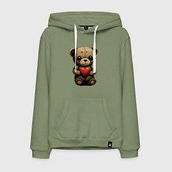 Толстовка-худи хлопковая мужская Влюбленный медвежонок, цвет: авокадо