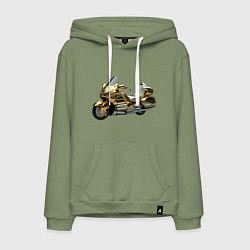 Толстовка-худи хлопковая мужская Золотой мотоцикл, цвет: авокадо